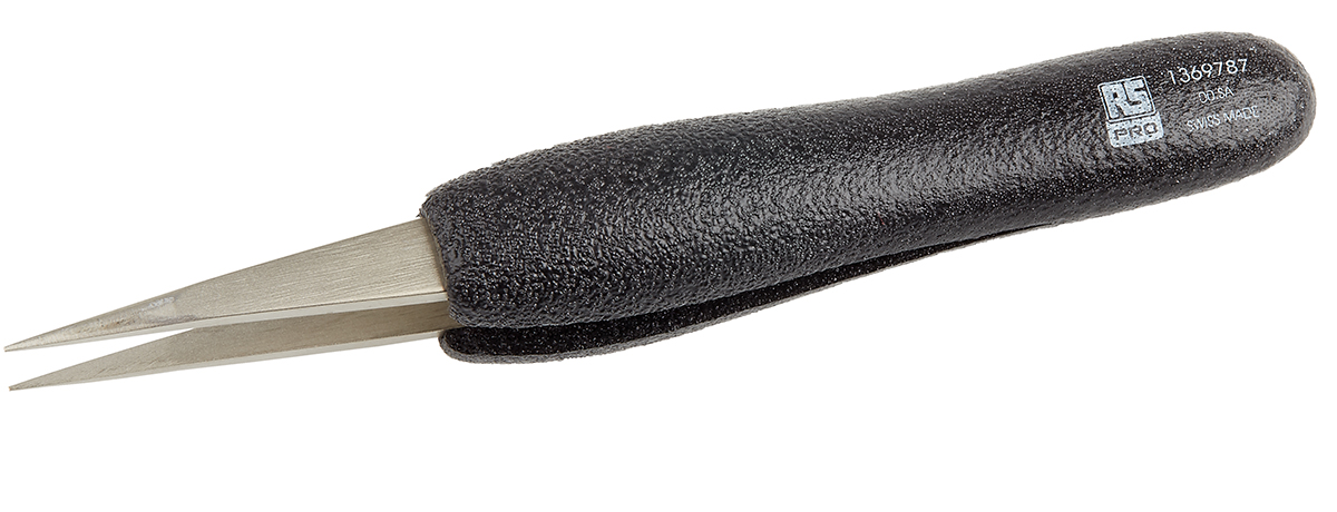 RS PRO 125 mm, Stainless Steel, Flat, ESD Tweezers