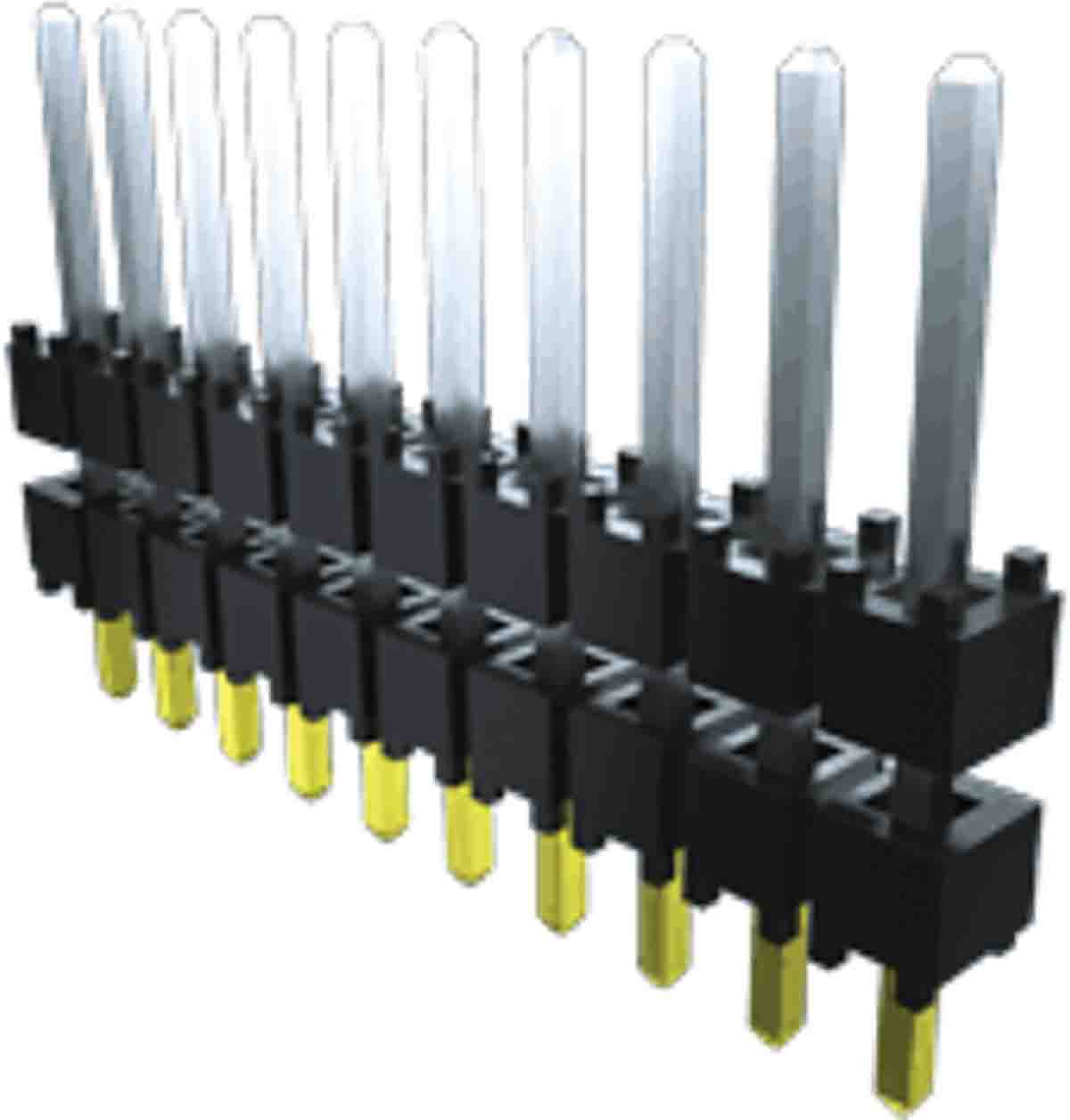 Samtec DW Series Straight Through Hole Pin Header, 10 Contact(s), 2.54 mm Pitch, 1 Row, Unshrouded