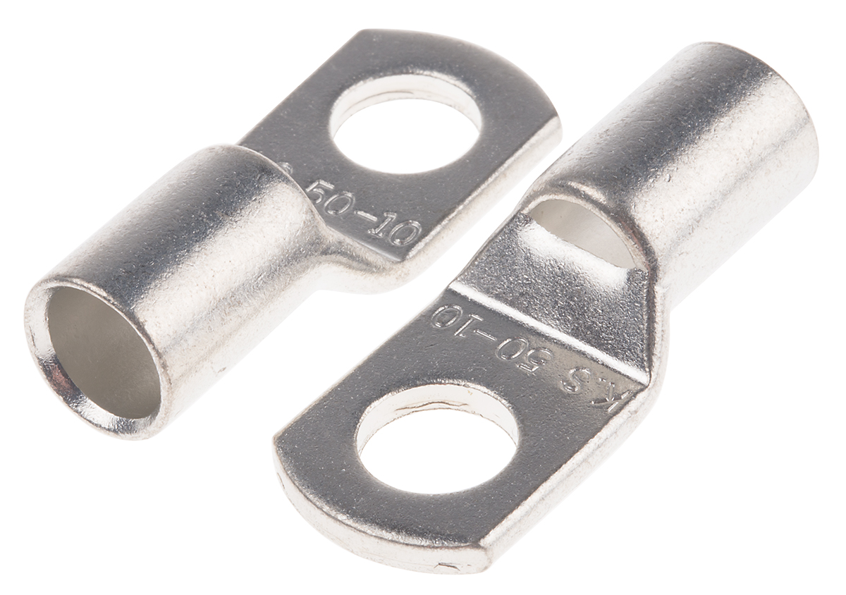 RS PRO Uninsulated Ring Terminal, M10.5 Stud Size, 50mm² to 50mm² Wire Size