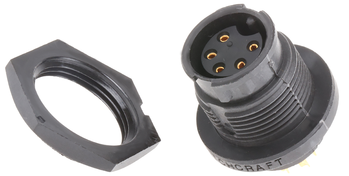 Switchcraft Circular Connector, 5 Contacts, Panel, Standard Connector, Socket, Female, IP68, IP69K, EN3 Series