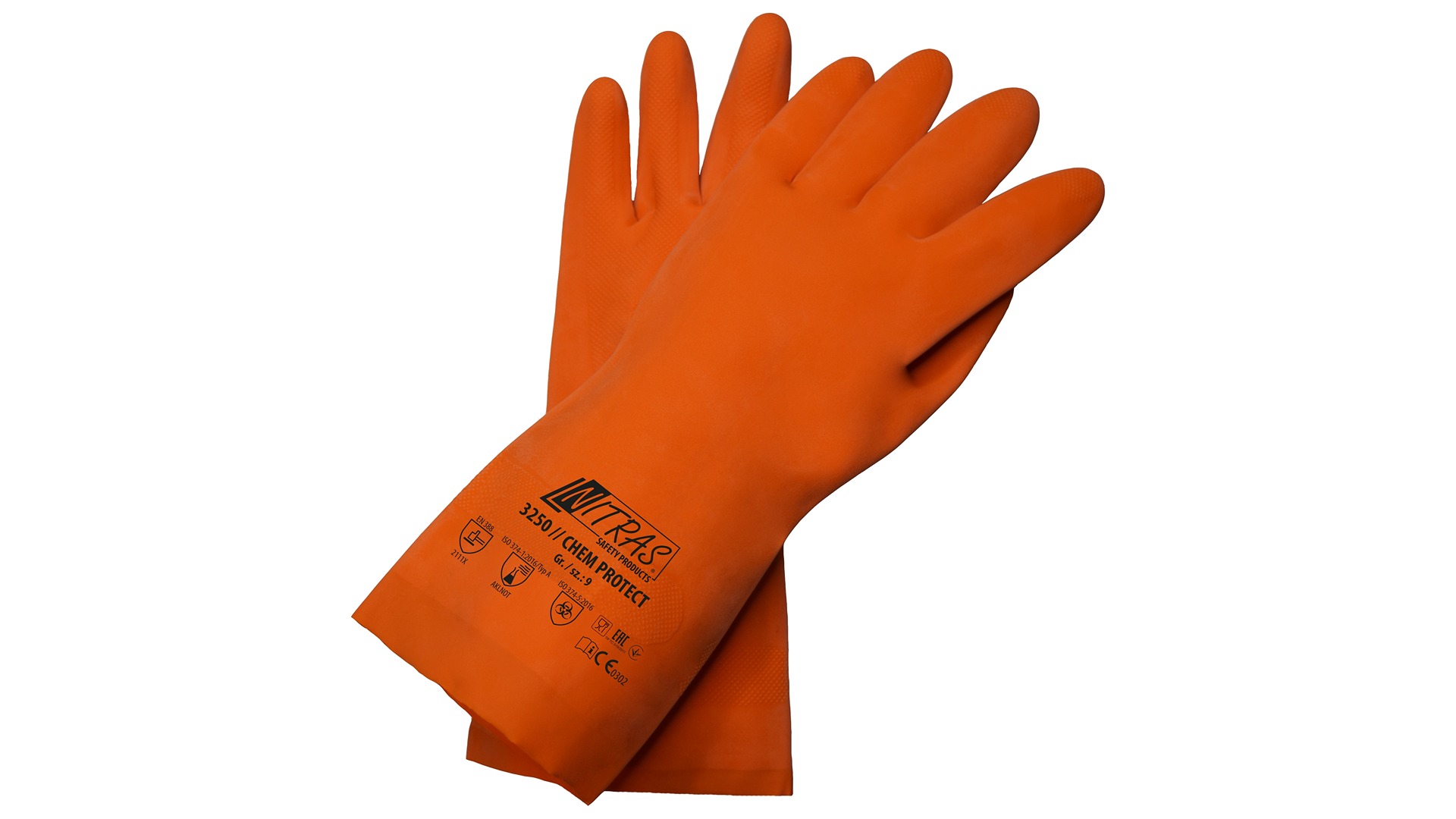 NITRAS SAFETY 3250 Orange Latex Glove, Size 9
