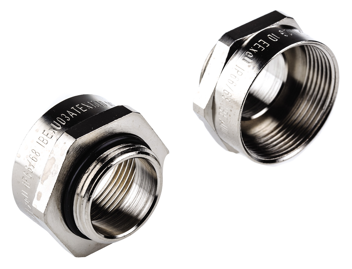 Lapp Cable Gland Adaptor, M25 Exterior Thread, M32 Interior Thread, Nickel Plated Brass, SKINDICHT Series