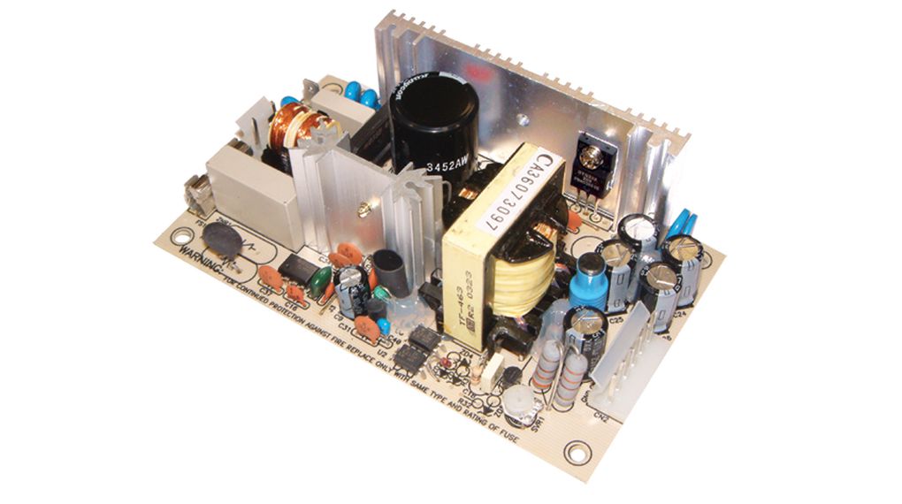 MEAN WELL Switching Power Supply, PT-65B, 12V dc, 2.5A, 63.5W, Triple Output, 264V ac Input Voltage