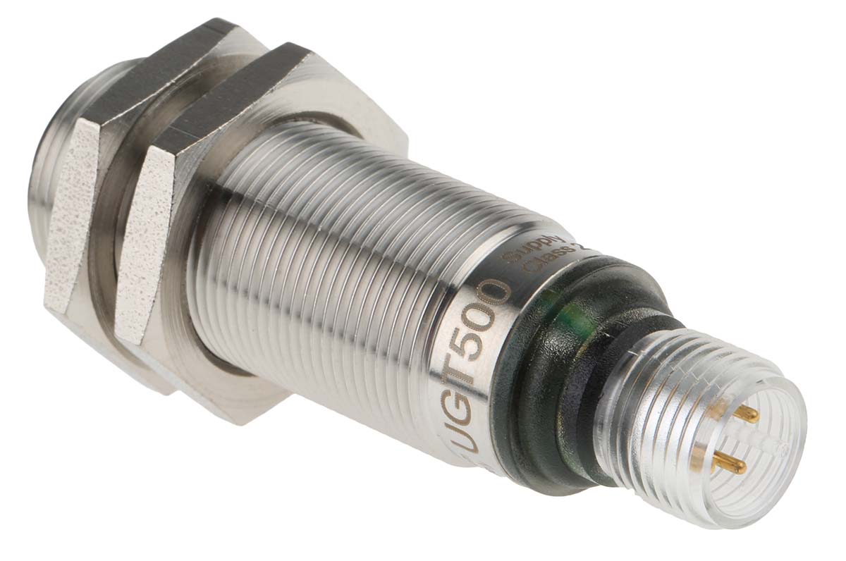 ifm electronic Ultrasonic Threaded Barrel Proximity Sensor, M18, 300 mm Detection, PNP NO/NC, 10 → 30 V dc