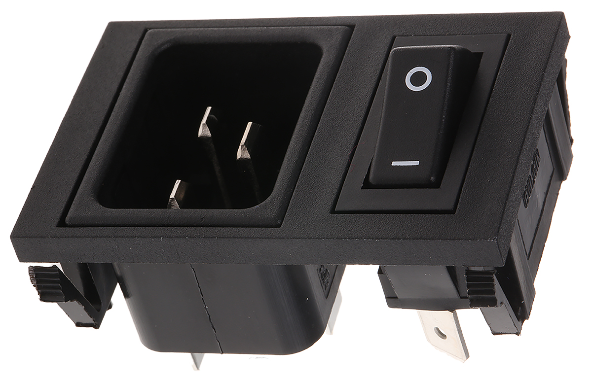 Bulgin C20 Snap-In IEC Connector Male, 16A, 250 V