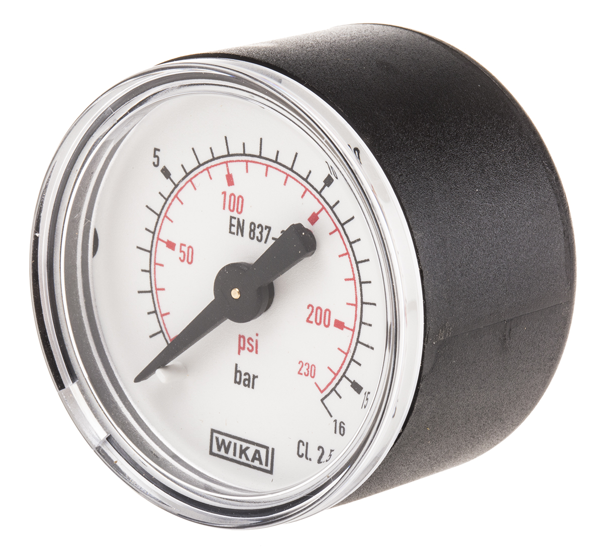 WIKA Analogue Pressure Gauge 16bar Back Entry 40mm Outside Diameter