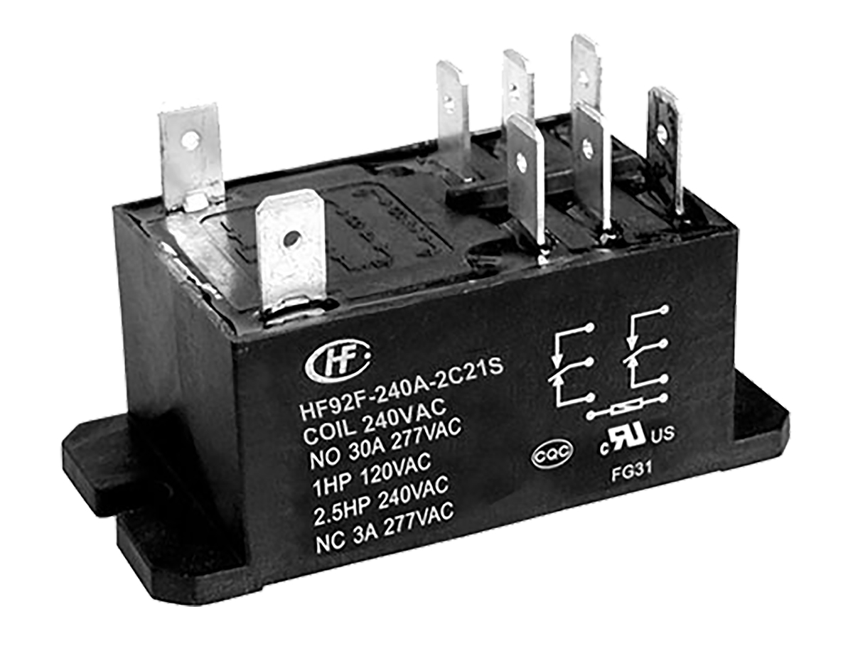 Hongfa Europe GMBH Flange Mount Power Relay, 240V ac Coil, 30A Switching Current, DPDT