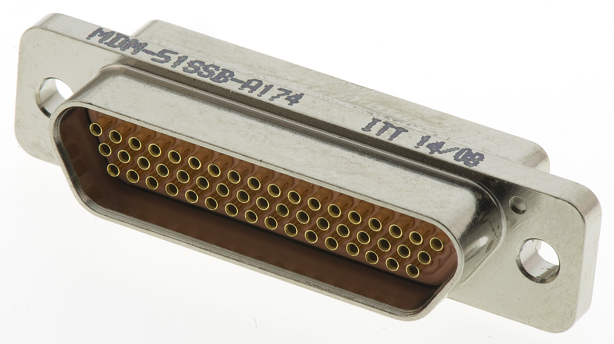 ITT Cannon MDM 51 Way Panel Mount D-sub Connector Socket, 1.27mm Pitch