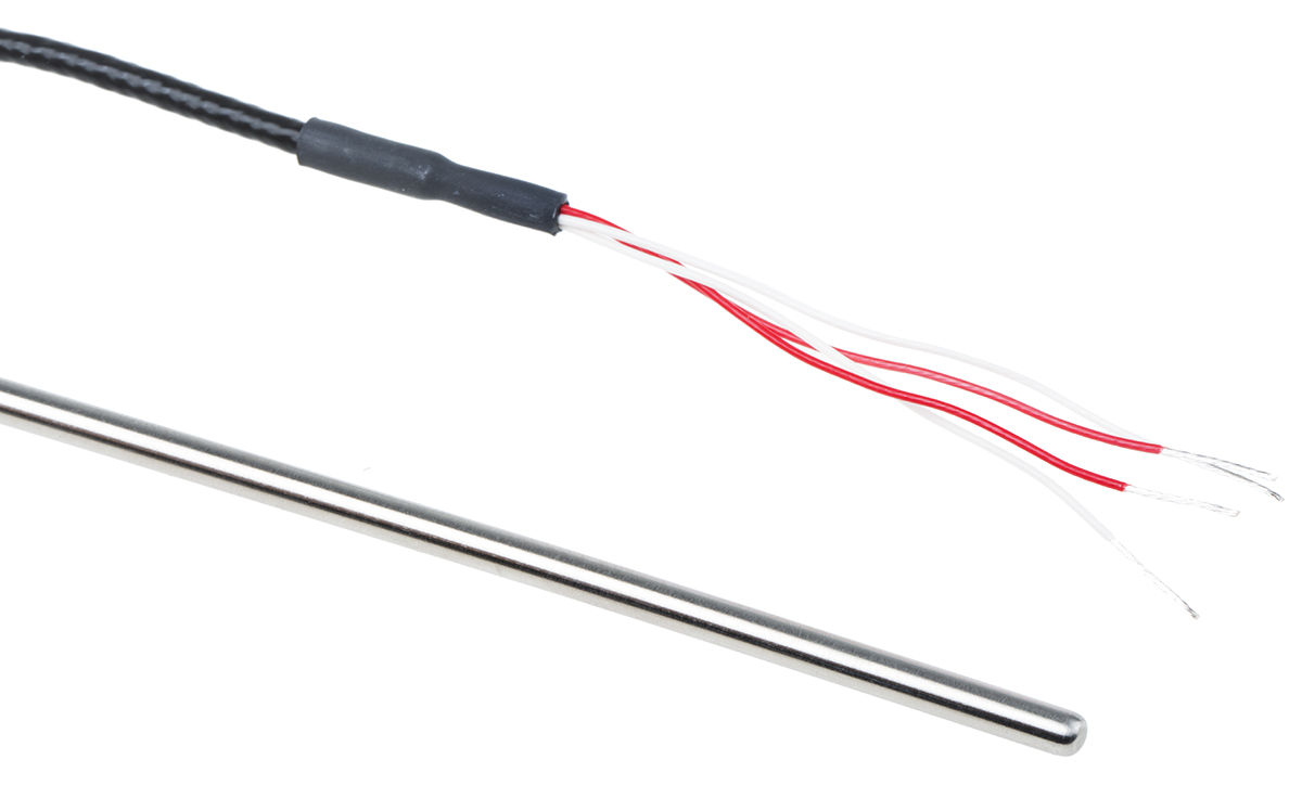 RS PRO PT100 RTD Sensor, 4mm Dia, 200mm Long, 4 Wire, Probe, Class B +250°C Max