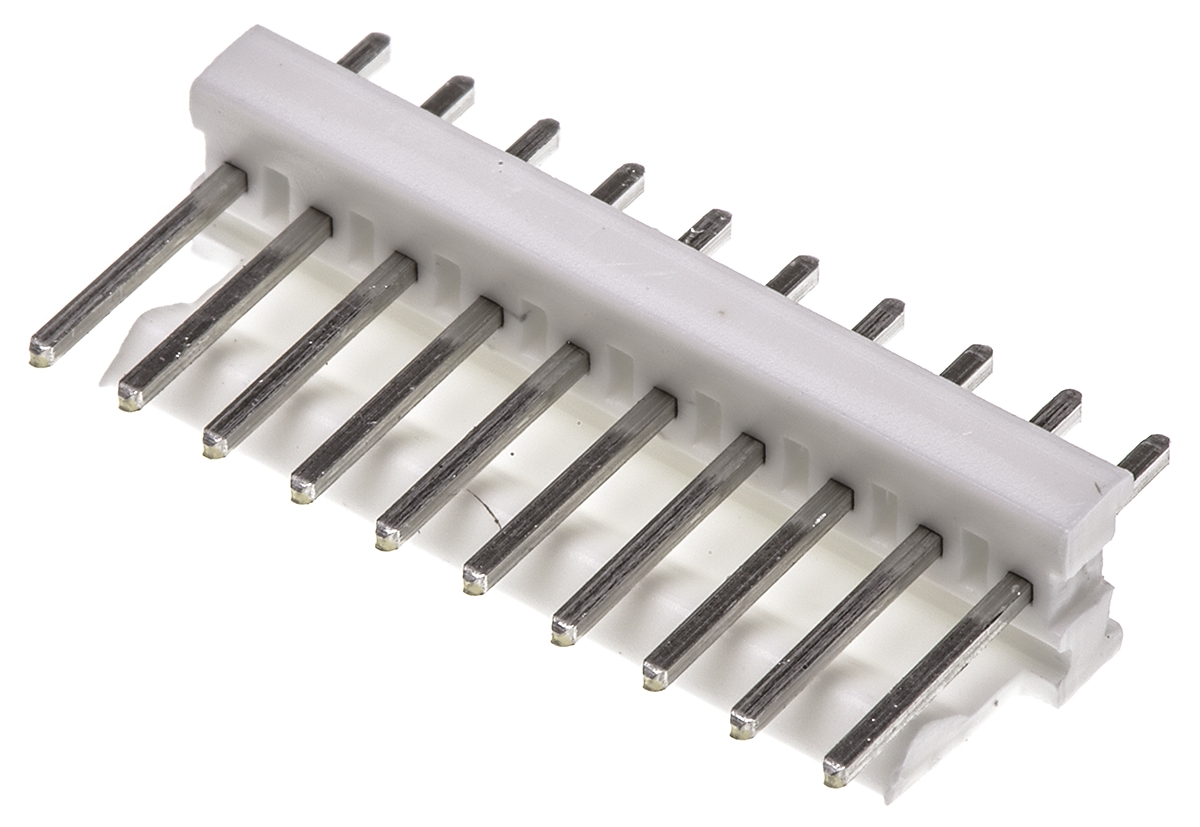 TE Connectivity MTA-100 Series Straight Through Hole Pin Header, 10 Contact(s), 2.54 mm Pitch, 1 Row, Unshrouded
