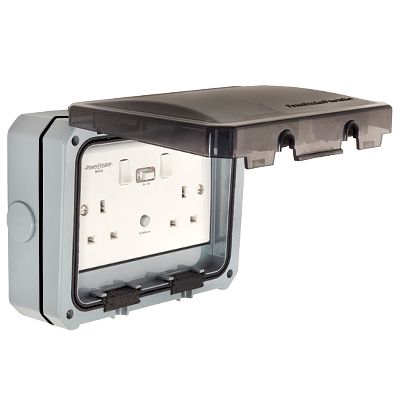 Powerbreaker PSKTRCDP2G Grey Plug Socket, Type G - British, Indoor, Outdoor Use