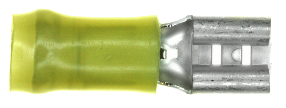 TE Connectivity PIDG FASTON .250 Yellow Insulated Female Spade Connector, Receptacle, 0.3 x 0.032in Tab Size, 3mm² to