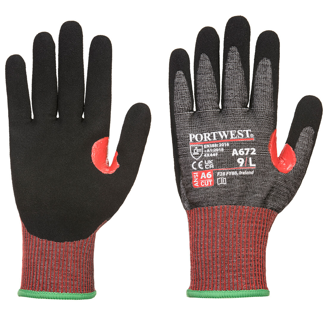 Portwest Black Elastane, Nitrile Foam, Fibreglass, High Performance Polyethylene, Nylon Glove 54 mm