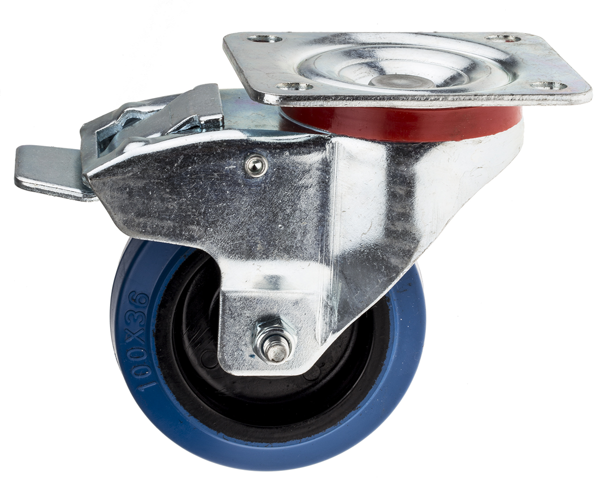 RS PRO Braked Swivel Castor Wheel, 180kg Capacity, 100mm Wheel
