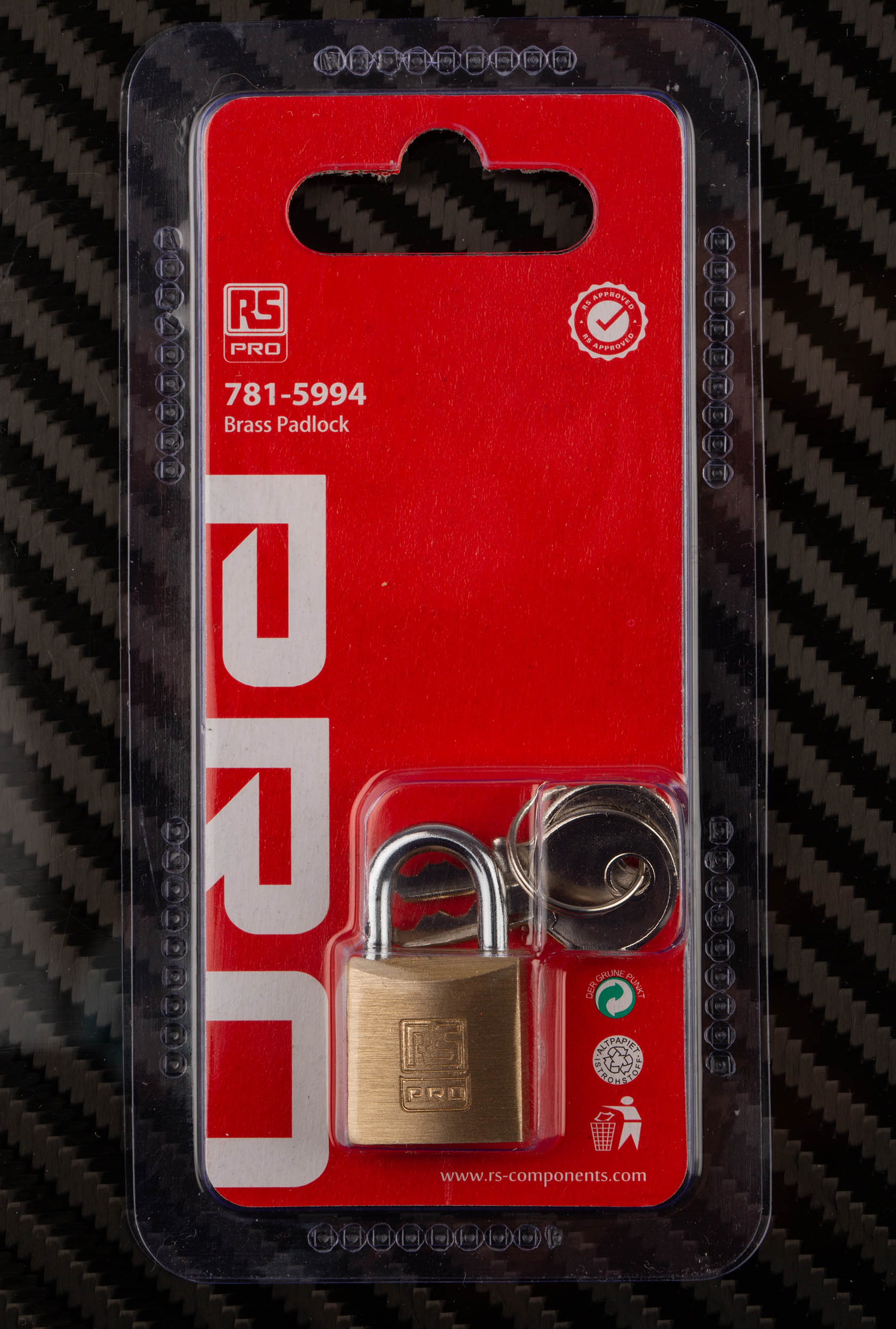 RS PRO Key Brass Padlock, 4mm Shackle, 20mm Body