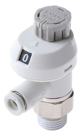 SMC AS2211FS Series Threaded Speed Controller, R 1/4 Male Inlet Port x 10mm Tube Outlet Port