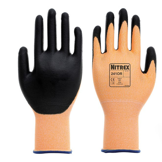 Unigloves 241OR Black, Orange Fibreglass, HPPE, Nylon Work Gloves, Size 10, Smart Power Selector Coating