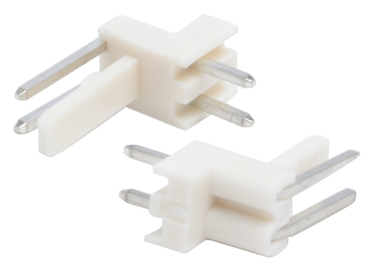Molex Mini-Latch Series Right Angle Through Hole Pin Header, 2 Contact(s), 2.5 mm Pitch, 1 Row, Unshrouded
