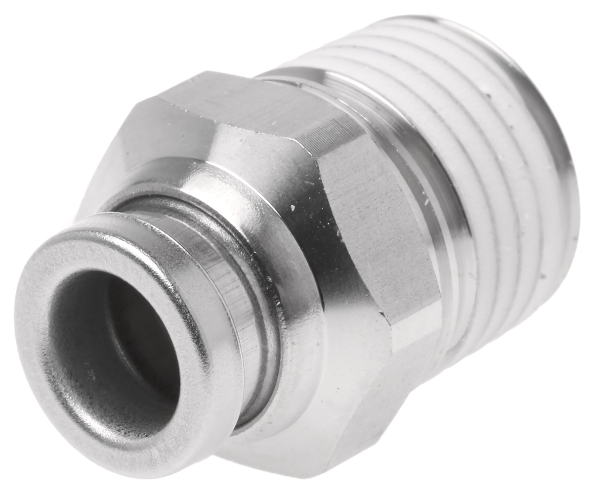 SMC KQG2 Series Straight Threaded Adaptor, R 1/4 Male to Push In 6 mm, Threaded-to-Tube Connection Style