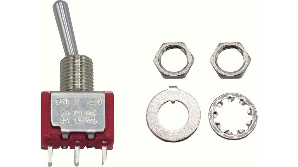 RND Toggle Switch, Panel Mount, On-On, 1CO, Solder Lug Terminal, 28 V dc, 125 V dc, 250 V dc