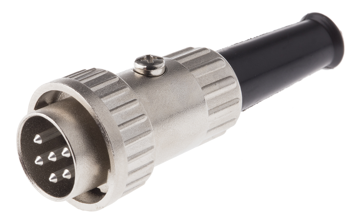 RS PRO 6 Pole Din Plug, 1A, 100 V ac, Bayonet, Male, Cable Mount
