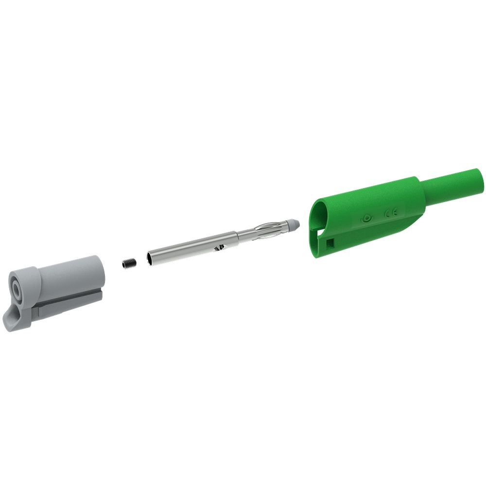 Electro PJP Green Male Banana Plug, 4 mm Connector, Screw Termination, 20A, 1kV, Nickel Plating