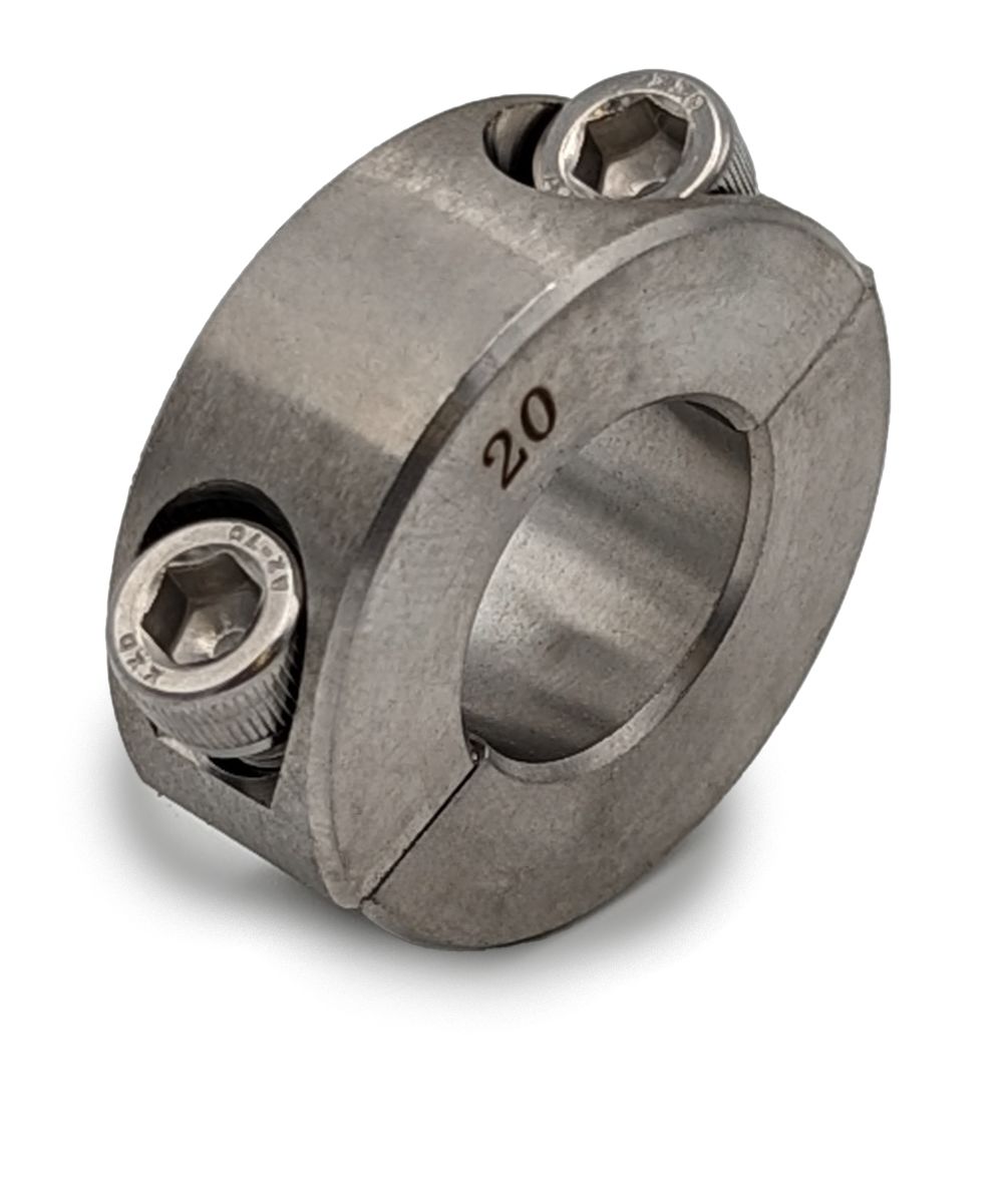 RS PRO Shaft Collar, Two Piece, Clamp Screw, Bore 16mm, OD 34mm, W 13mm, Stainless Steel 304