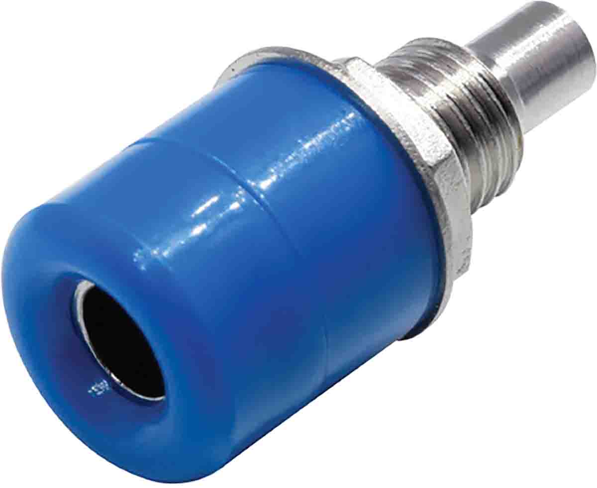RS PRO Blue Female Banana Socket, 4 mm Connector, Solder Termination, 24A, 30V, Nickel Plating
