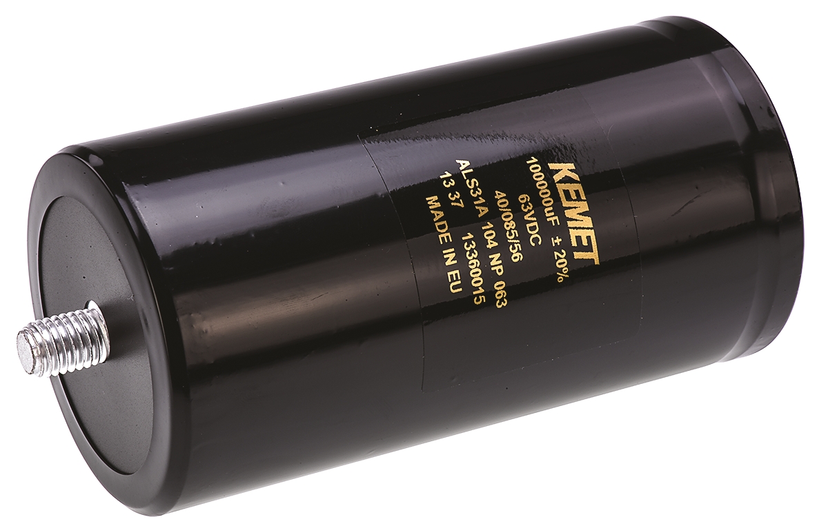 KEMET 0.1F Aluminium Electrolytic Capacitor 63V dc, Screw Terminal - ALS31A104NP063