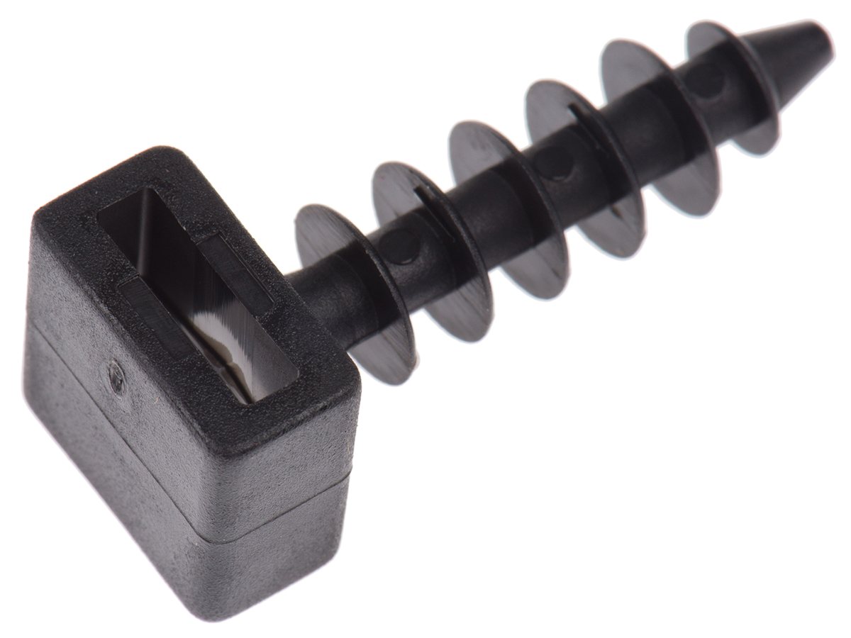 HellermannTyton Self Adhesive Black Cable Tie Mount 12 mm x 30mm, 9mm Max. Cable Tie Width