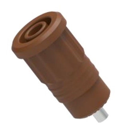 Electro PJP Brown Female Banana Socket, 4 mm Connector, Press Fit Termination, 25A, 1kV, Nickel Plating