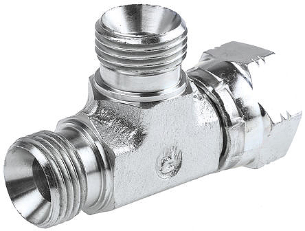 Parker Hydraulic Tee Threaded Adapter 6R6MK4S, Connector A G 3/8 Female Connector B G 3/8 Female