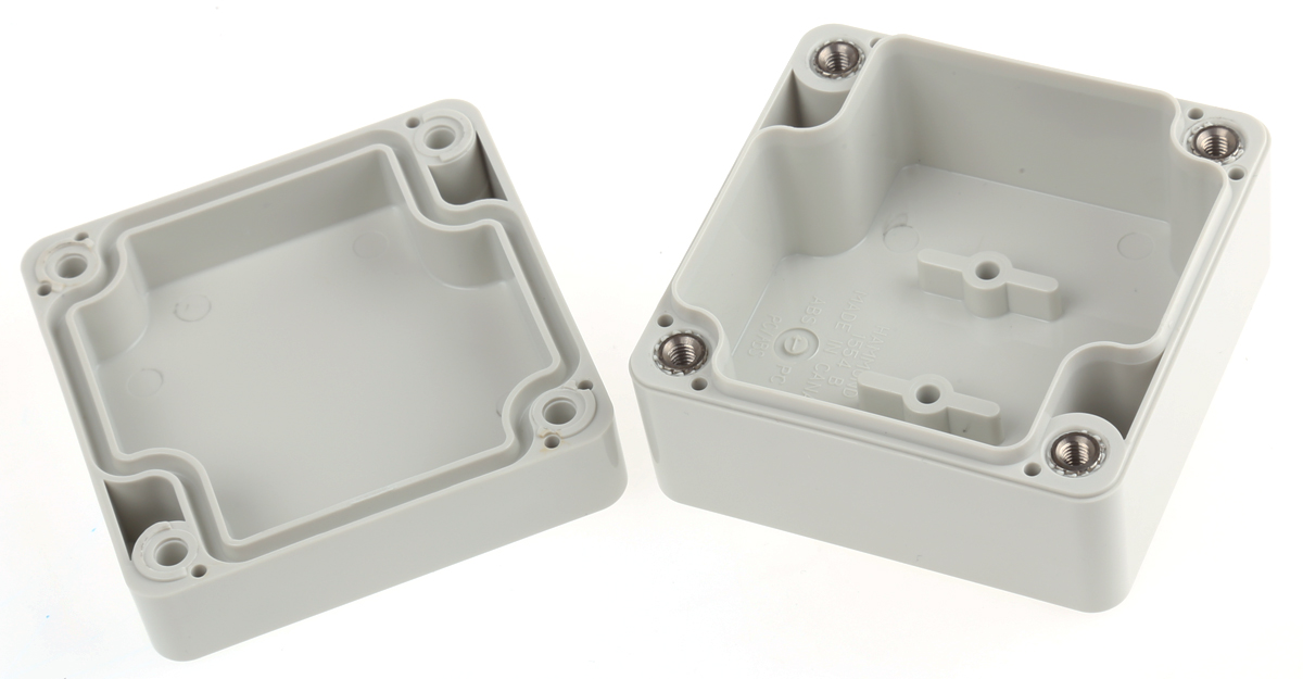 Hammond 1554 Series Grey ABS Enclosure, IP66, Grey Lid, 65 x 65 x 40mm