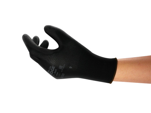 Ansell EDGE 48-126 Black Polyester Glove, Size 7, Polyurethane Coating
