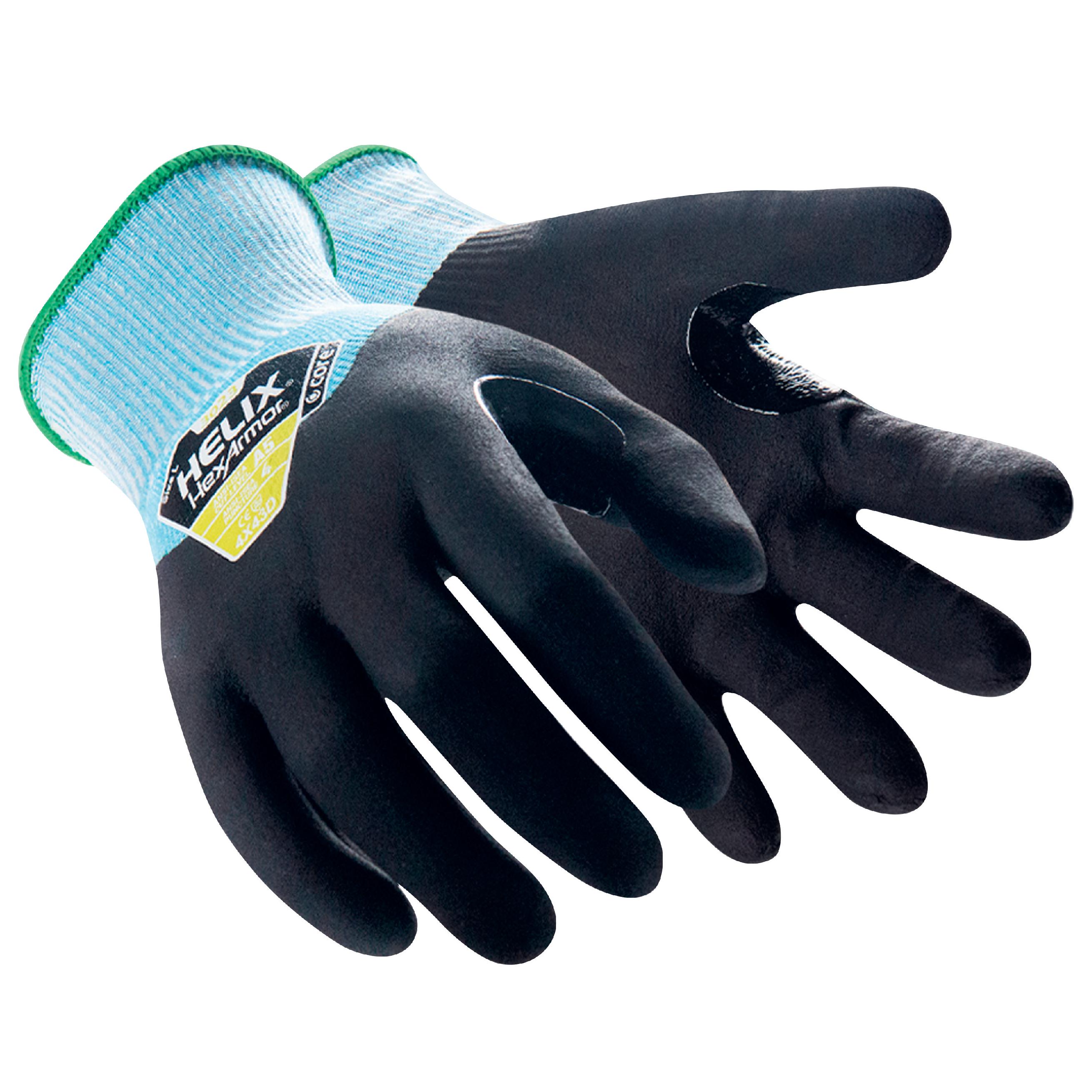 Hexarmor 3023 Black, Blue High Performance Polyethylene, Polyester Work Gloves, Nitrile Foam Coating