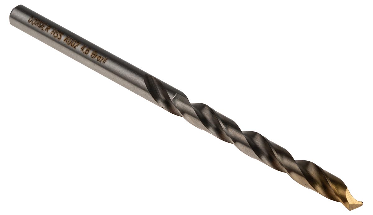 Dormer A002 Series HSS-TiN Twist Drill Bit, 4.6mm Diameter, 80 mm Overall