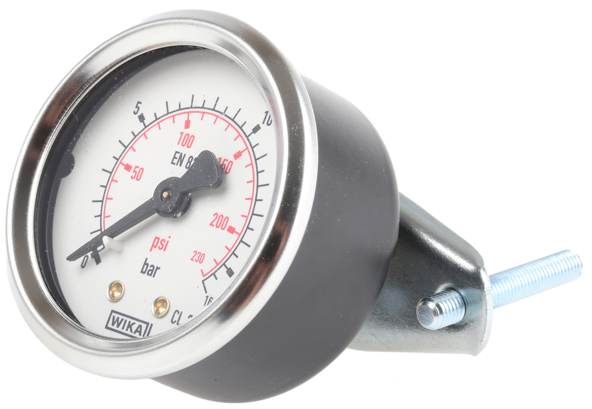 WIKA Analogue Pressure Gauge 16bar Back Entry 50mm Outside Diameter, UKAS