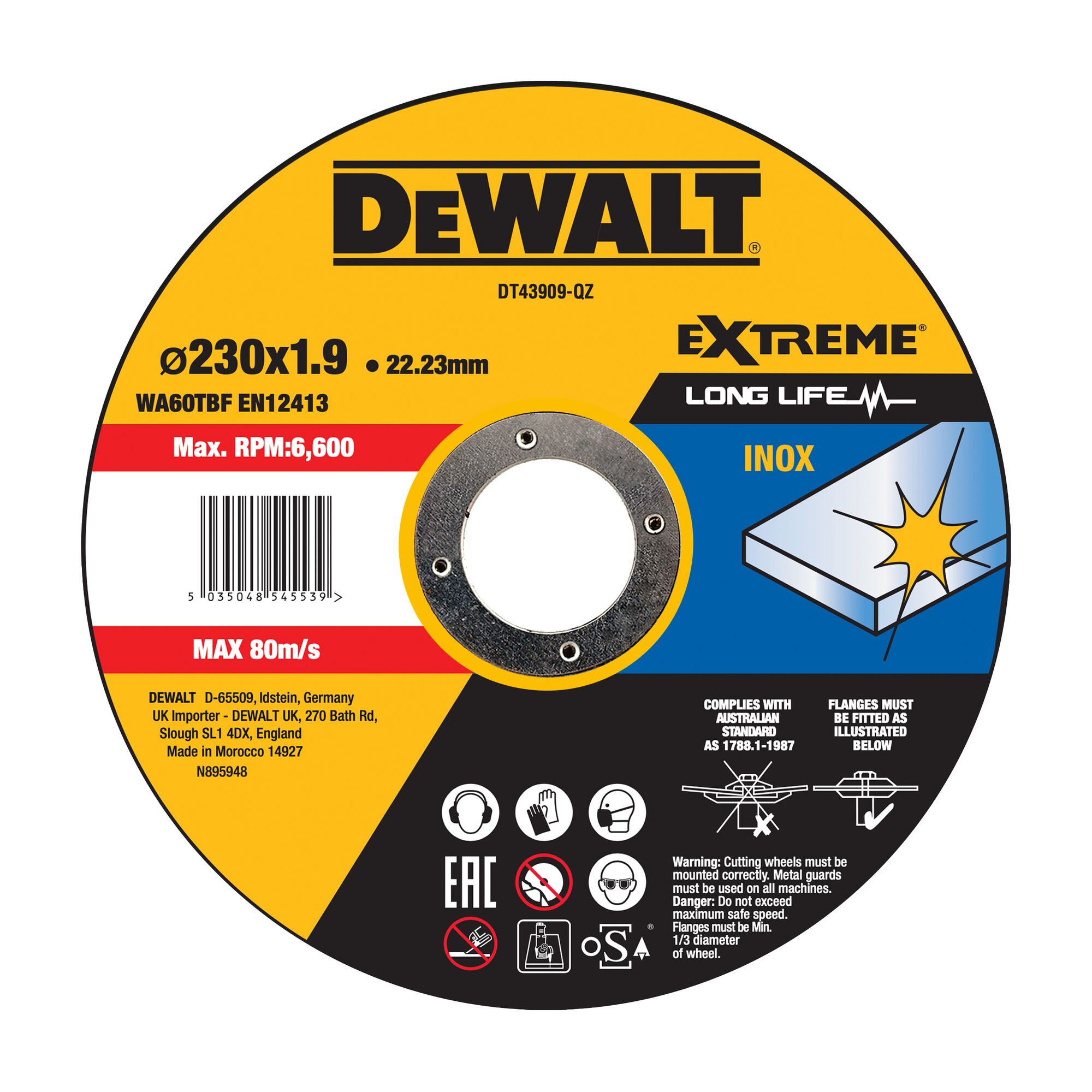 DeWALT DT43 Aluminium Oxide Cutting Disc, 230mm x 2mm Thick, 1 in pack