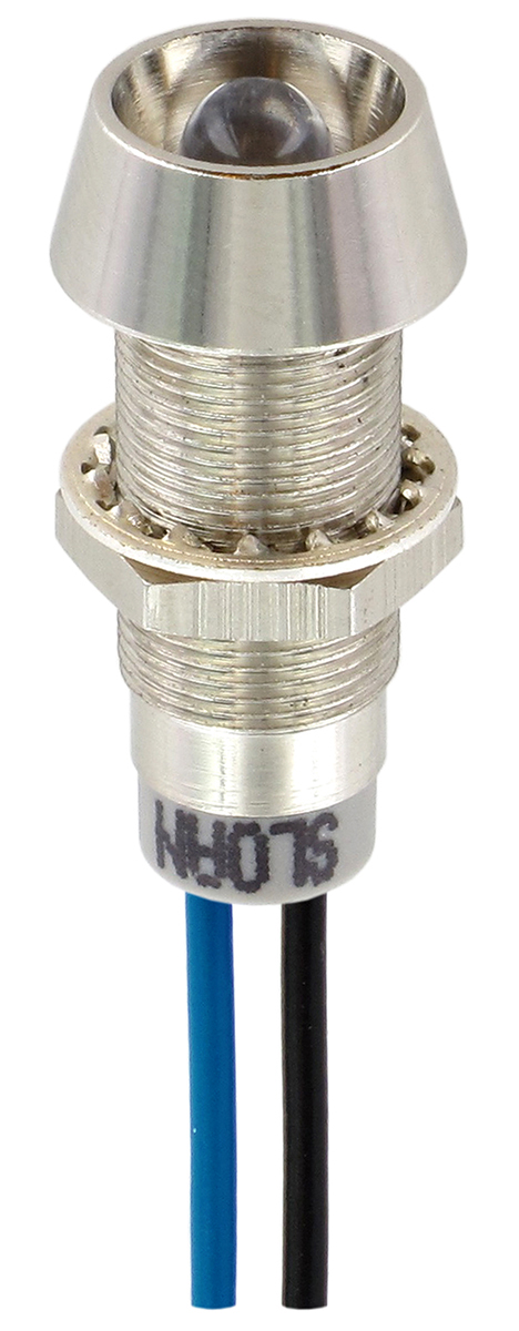 Sloan Blue Panel Mount Indicator, 5 → 28V, 8.2 x 7.6mm Mounting Hole Size, Lead Wires Termination, IP68