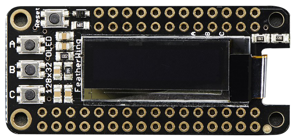 Adafruit 2900, OLED FeatherWing 1in OLED Display Add On Board With 128x32 monochrome OLED for Feather Boards