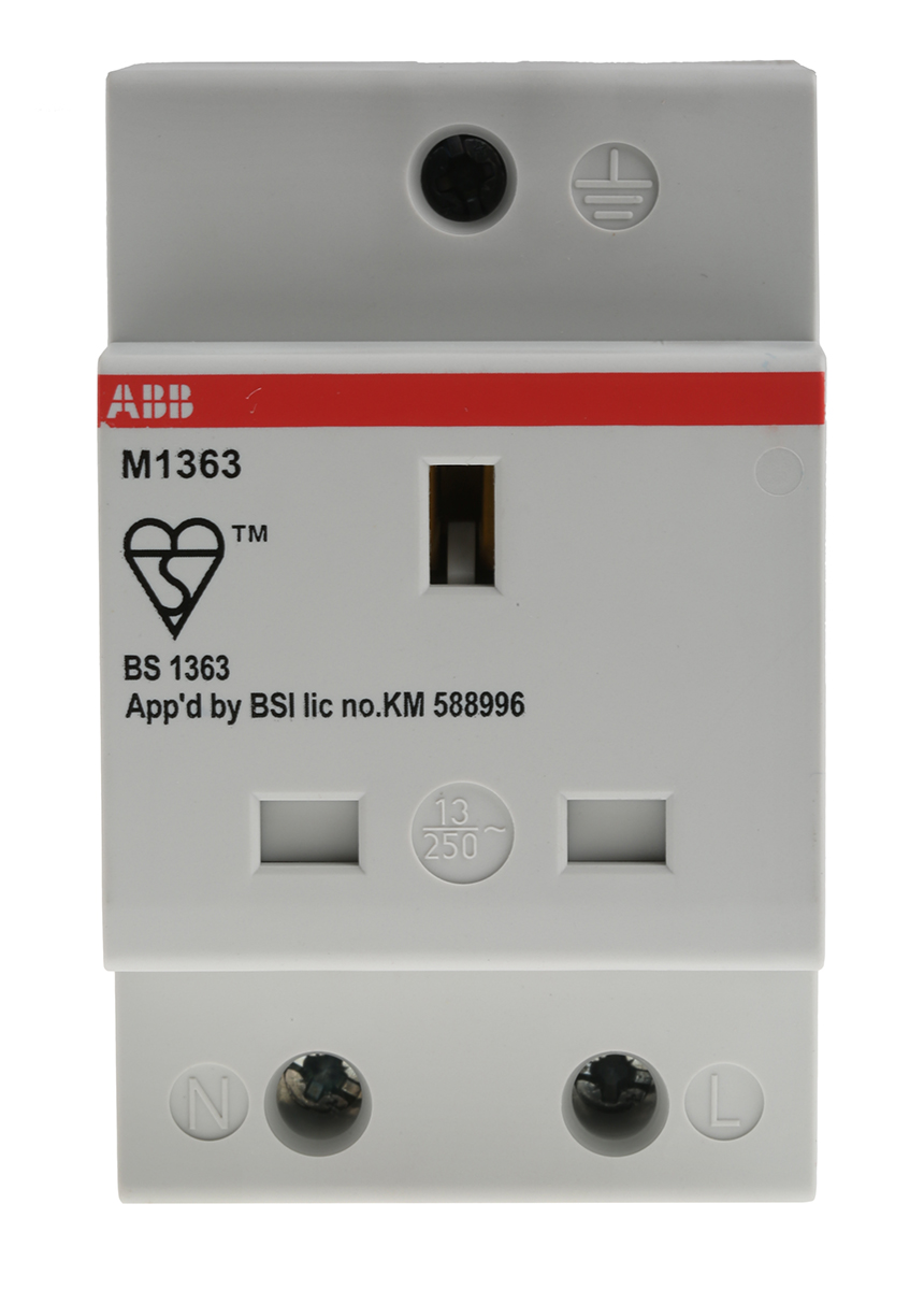 ABB Grey 1 Gang Plug Socket, 13A, Type G - British, Indoor Use
