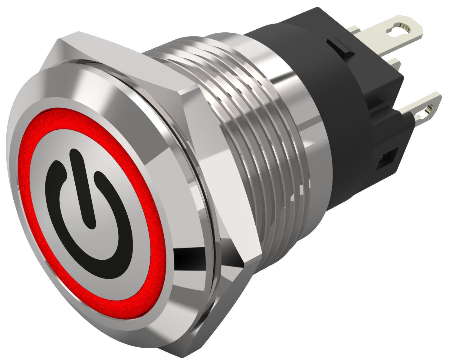 EAO 82 Series Illuminated Illuminated Push Button Switch, Latching, Panel Mount, 19mm Cutout, SPDT, Red LED, 240V,