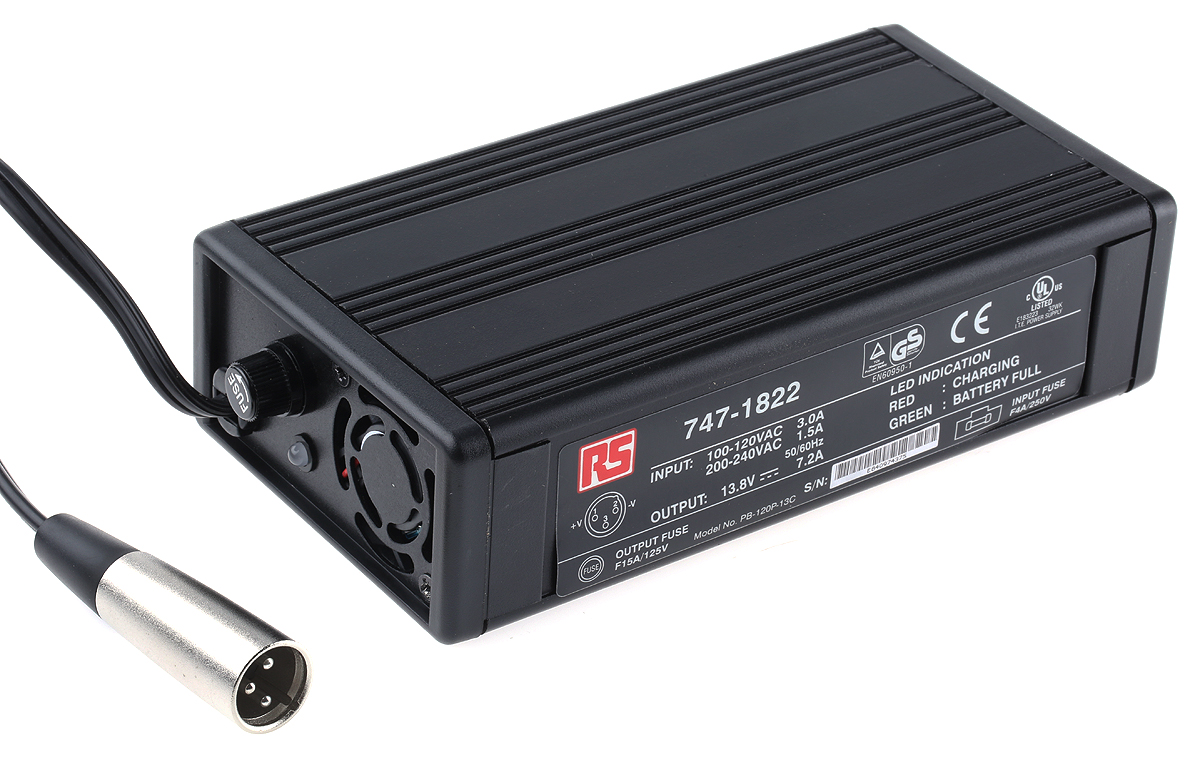 MEAN WELL Battery Charger For Lead Acid 7.2A with AC plug