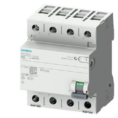 Siemens SENTRON 5SV3xxx RCCB, 63A, 4 Pole, 500mA, Type B, 400V ac