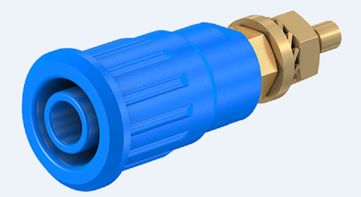 Staubli Blue Female Banana Socket, 4 mm Connector, Press Fit Termination, 24A, 1000V, Gold Plating