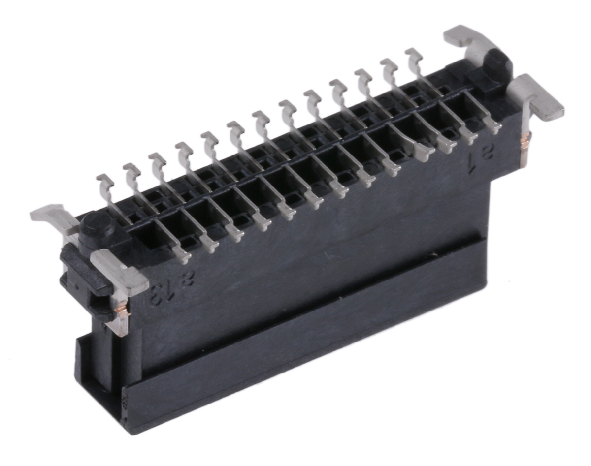 ERNI SMC Series Straight Surface Mount PCB Socket, 26-Contact, 2-Row, 1.27mm Pitch, Solder Termination