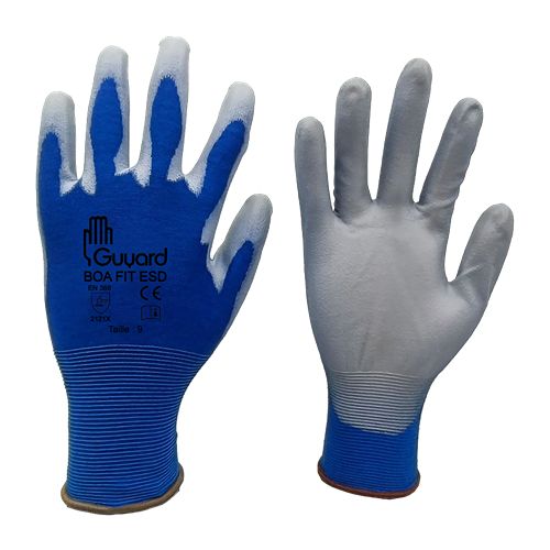 GUYARD BOA FIT ESD Grey Polyamide Glove, Size 7, Polyurethane Coating