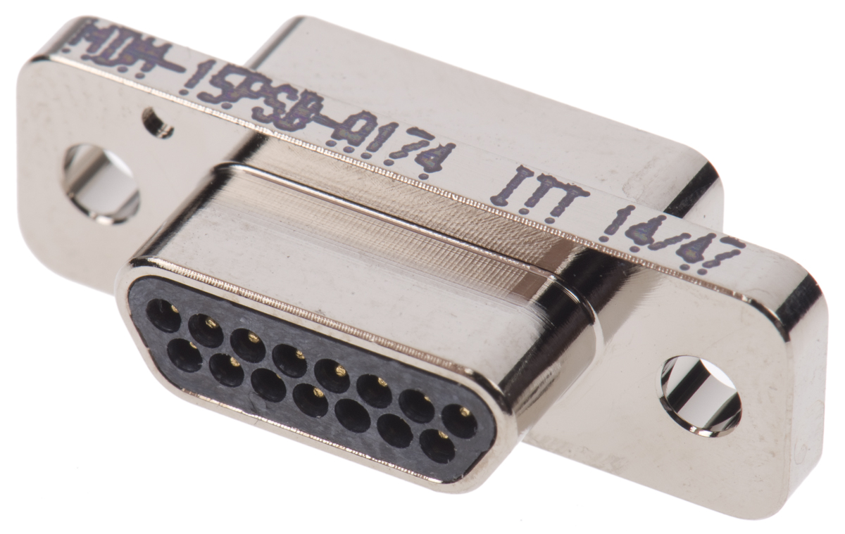 ITT Cannon MDM 15 Way Panel Mount D-sub Connector Plug, 1.27mm Pitch