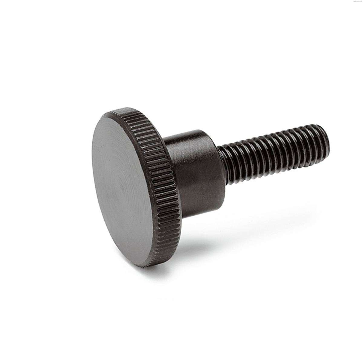 Ganter GN.29737 Black Stainless Steel Knurled Clamping Knob, M8, Threaded Stud