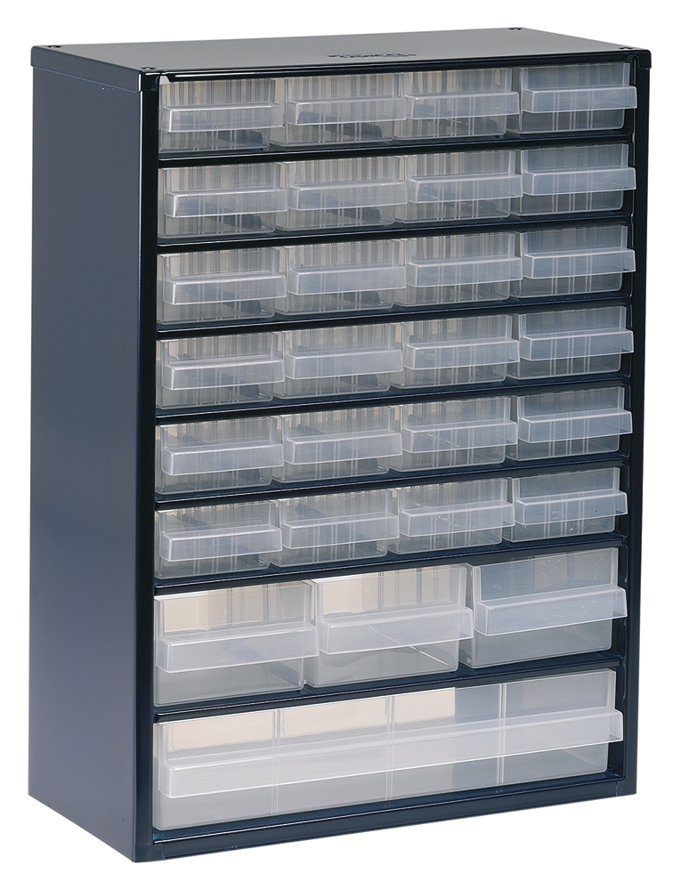 Raaco 28 Drawer Storage Unit, Steel, 417mm x 306mm x 150mm, Blue